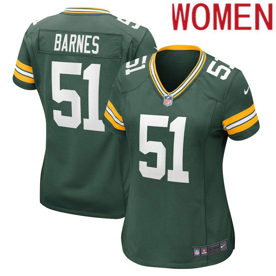 Women Green Bay Packers 51 Krys Barnes Nike Green Nike Game Player NFL Jersey